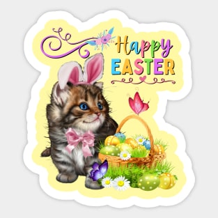 Happy Easter Kitten Sticker